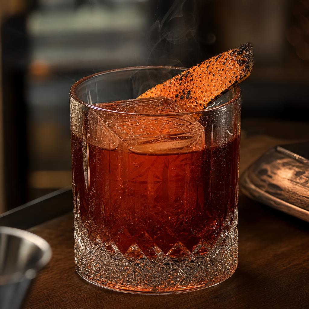 Smoked mezcal negroni with clear ice